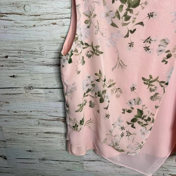 Calvin Klein  pink floral blouse top sleeveless size small - Picture 2 of 8